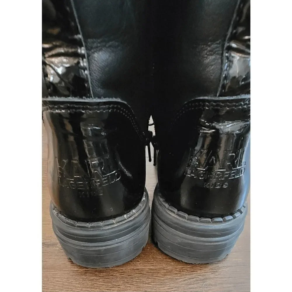 Karl Lagerfeld kids lace-up leather boot US size 2/CM21/UK1/EUR33